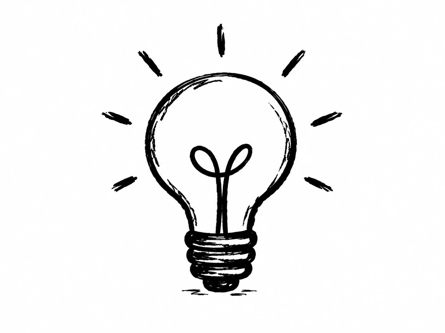 Hand-drawn lightbulb with radiating lines